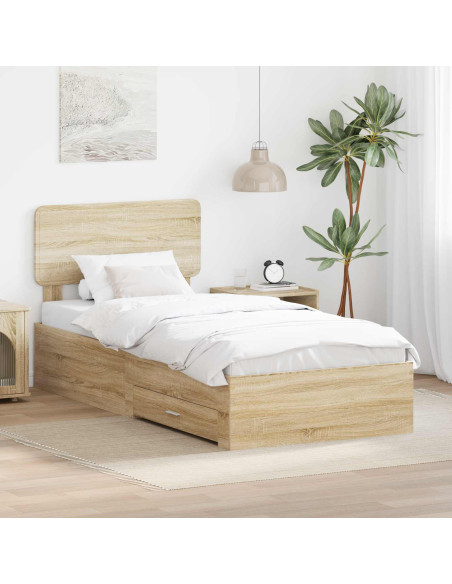 Struttura del letto Rovere Sonoma 75 x 190 cm Legno multistrato