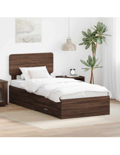 Struttura del letto con testiera Rovere Marrone 75 x 190 cm