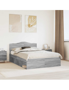 Struttura del letto Grigio Sonoma 140 x 190 cm Pino massello