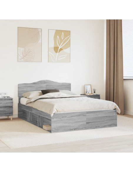 Struttura del letto Grigio Sonoma 140 x 190 cm Pino massello