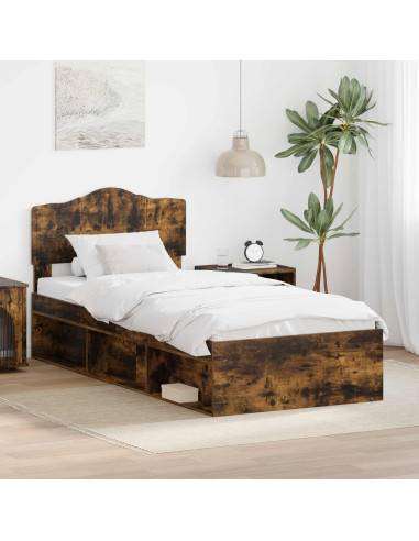 Struttura del letto Rovere fumé 100 x 200 cm Pino massello