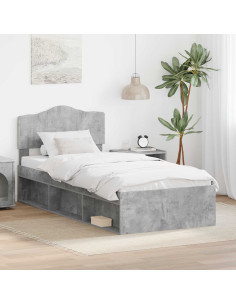 Struttura del letto Grigio Concretè 90 x 190 cm Pino massello