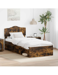 Struttura del letto Rovere fumé 90 x 190 cm Pino massello