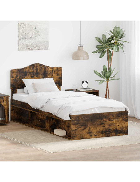 Struttura del letto Rovere fumé 90 x 190 cm Pino massello