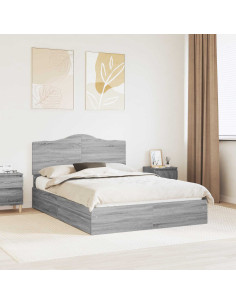 Letto con Contenitore con testiera Grigio Sonoma 140 x 200 cm