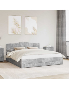 Struttura del letto con testiera Grigio cemento 200 x 200 cm