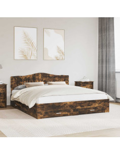 Struttura del letto Rovere fumé 200 x 200 cm Legno multistrato