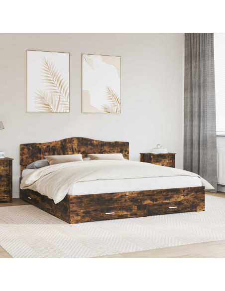 Struttura del letto Rovere fumé 200 x 200 cm Legno multistrato