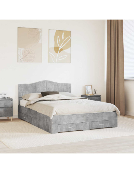 Struttura del letto con testiera Grigio cemento 160 x 200 cm