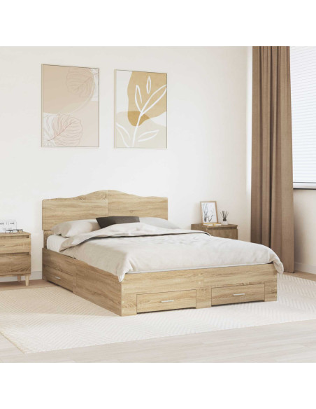Struttura del letto con testiera Rovere Sonoma 150 x 200 cm