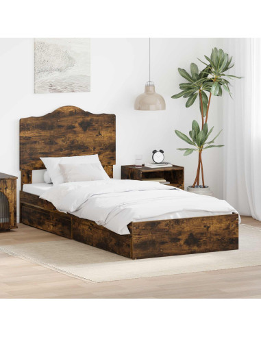 Letto con Contenitore Rovere fumé 90 x 200 cm Legno multistrato