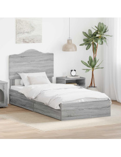 Letto con Contenitore con testiera Grigio Sonoma 90 x 200 cm