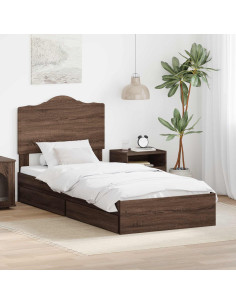 Letto con Contenitore con testiera Rovere Marrone 90 x 200 cm