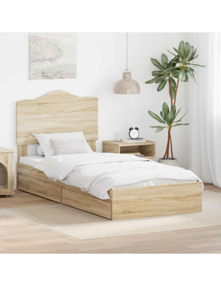 Letto con Contenitore con testiera Rovere Sonoma 75 x 190 cm