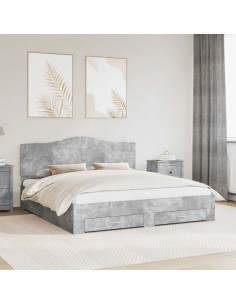 Struttura del letto con testiera Grigio cemento 200 x 200 cm