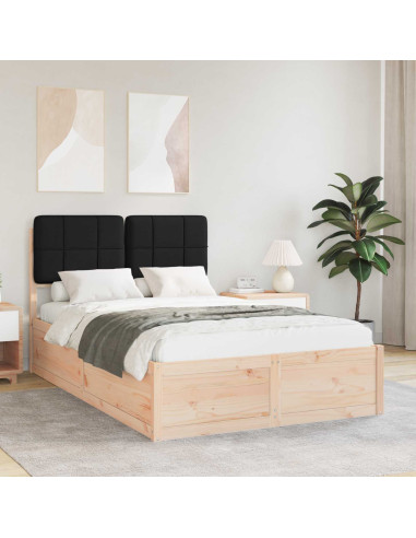 Letto con Testiera Rivestita Nero 120 x 200 cm Pino massello