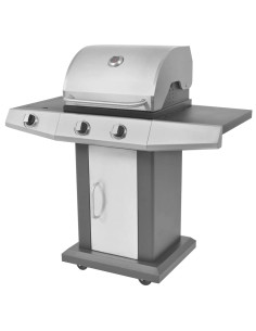 Griglia a Gas con Bruciatore Argento Acciaio con Tubo Metallico