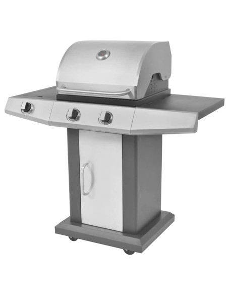 Griglia a Gas con Bruciatore Argento Acciaio con Tubo Metallico