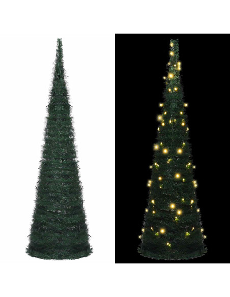 Albero di Natale with LED String Lights Verde 150 x 150 cm PVC