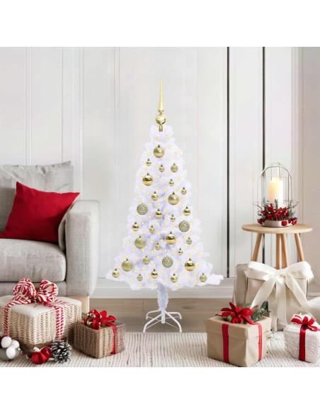 Albero di Natale artificiale Bianco 120 cm PVC e Acciaio