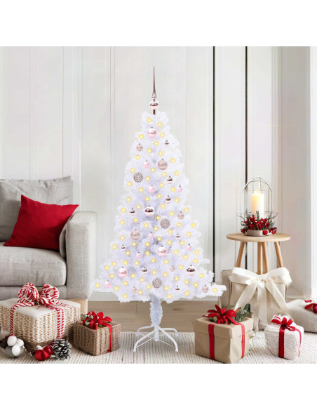 Albero di Natale artificiale Bianco 150 cm PVC e Acciaio