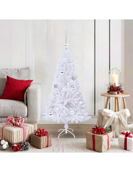 Albero di Natale artificiale Bianco 120 cm PVC e Acciaio