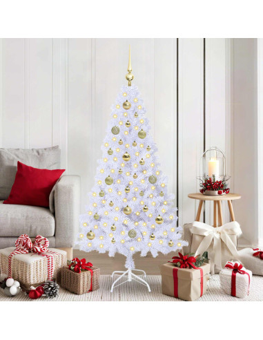 Albero di Natale artificiale Bianco 150 cm PVC e Acciaio