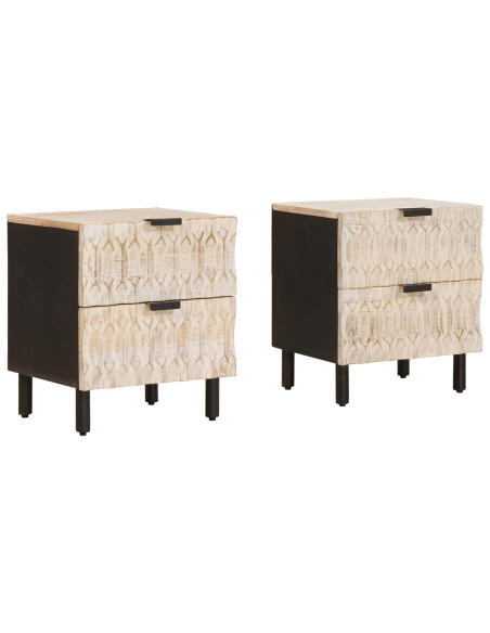 Armadio da Notte con cassetto 2 pcs Bianco 40 x 33 x 46 cm