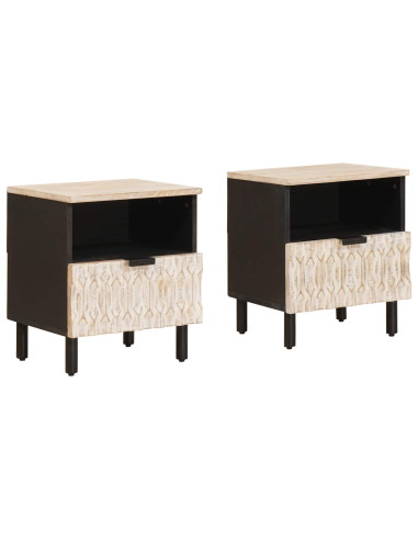 Armadio da Notte con cassetto 2 pcs Bianco 40 x 33 x 46 cm