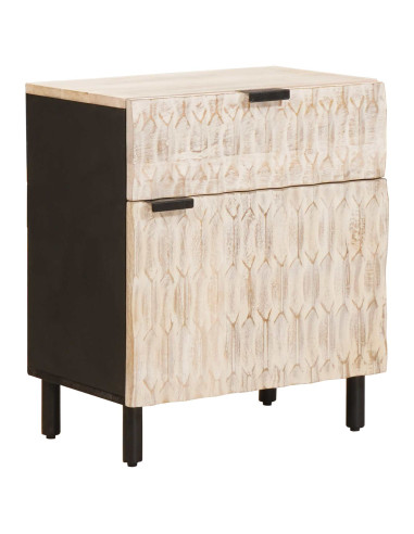 Armadio da Notte Bianco 50 x 33 x 60 cm Legno di mango massello