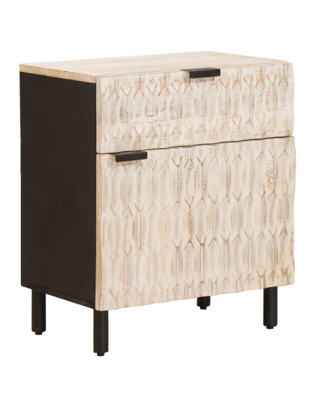 Armadio da Notte Bianco 50 x 33 x 60 cm Legno di mango massello