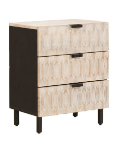 Armadio da Notte Bianco 50 x 33 x 62 cm Legno di mango massello