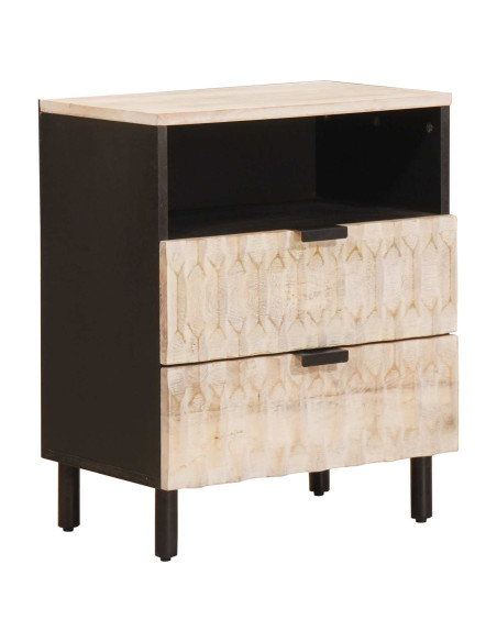 Armadio da Notte Bianco 50 x 33 x 60 cm Legno di mango massello