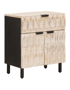 Armadio da Notte Bianco 50 x 33 x 60 cm Legno di mango massello