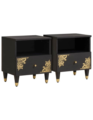 Armadio da Notte con cassetto 2 pcs Nero 40 x 33 x 46 cm