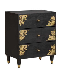 Armadio da Notte Nero 50 x 33 x 62 cm Legno di mango massello