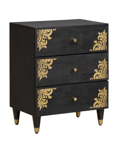 Armadio da Notte Nero 50 x 33 x 62 cm Legno di mango massello
