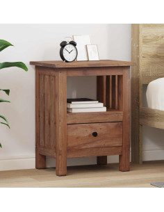 Comodino Marrone 41 x 30 x 50 cm Legno di Mogano Massello