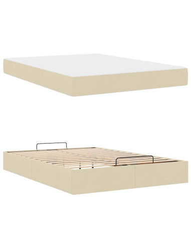 Struttura del letto con materasso Crema 140 x 190 cm Tessuto