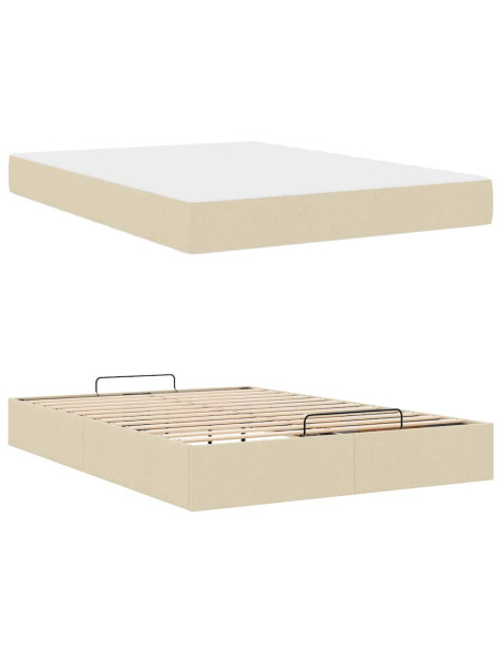 Struttura del letto con materasso Crema 140 x 190 cm Tessuto