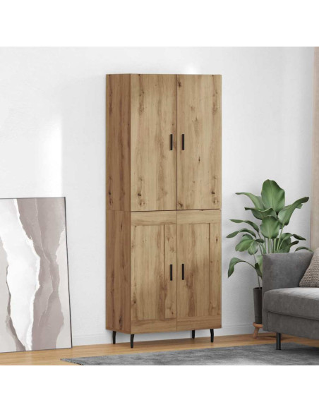 Credenza 2 pcs Rovere artigianale Legno Stratificato e Vetro