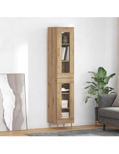 Credenza 2 pcs Rovere artigianale Vetro