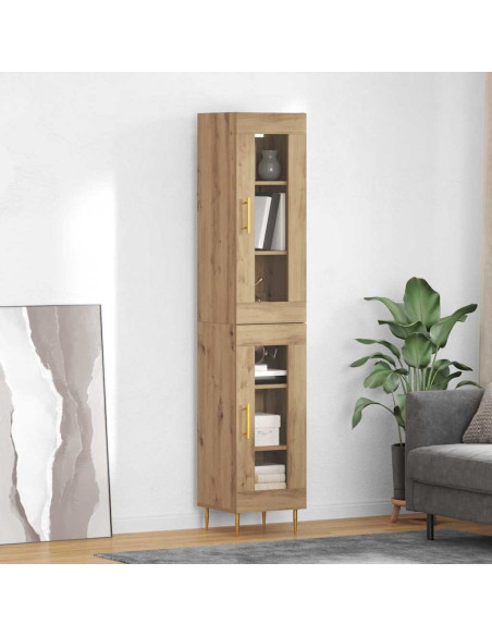 Credenza 2 pcs Rovere artigianale Vetro