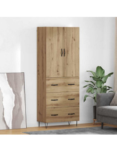 Credenza 2 pcs Rovere artigianale Legno ingegnerizzato e vetro