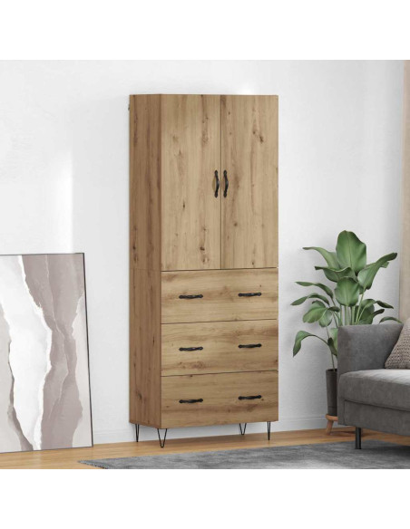 Credenza 2 pcs Rovere artigianale Legno ingegnerizzato e vetro