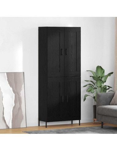 Credenza 2 pcs Rovere Nero Legno multistrato