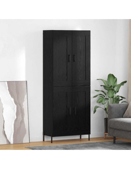 Credenza 2 pcs Rovere Nero Legno multistrato