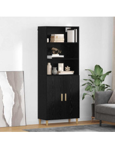 Credenza Rovere Nero 69,5 x 32,5 x 180 cm Legno multistrato
