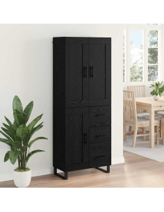 Credenza Rovere Nero 69,5 x 34 x 180 cm Legno multistrato