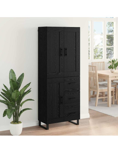 Credenza Rovere Nero 69,5 x 34 x 180 cm Legno multistrato